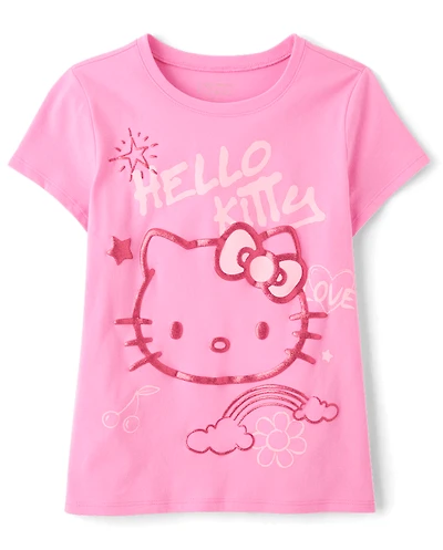 Girls Hello Kitty® Glitter Puff Print Doodle Graphic Tee