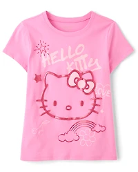 Girls Hello Kitty® Glitter Puff Print Doodle Graphic Tee