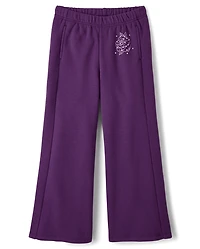 Girls Studded Premium Fleece Wide Leg Sweatpants