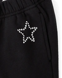 Girls Embellished Premium Fleece Wide Leg Sweatpants
