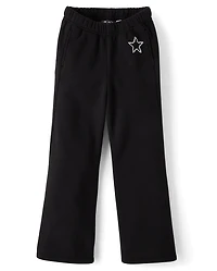 Girls Embellished Premium Fleece Wide Leg Sweatpants