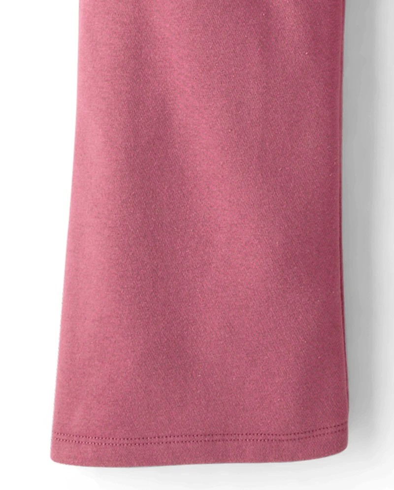 Girls Embellished Premium Fleece Wide Leg Sweatpants