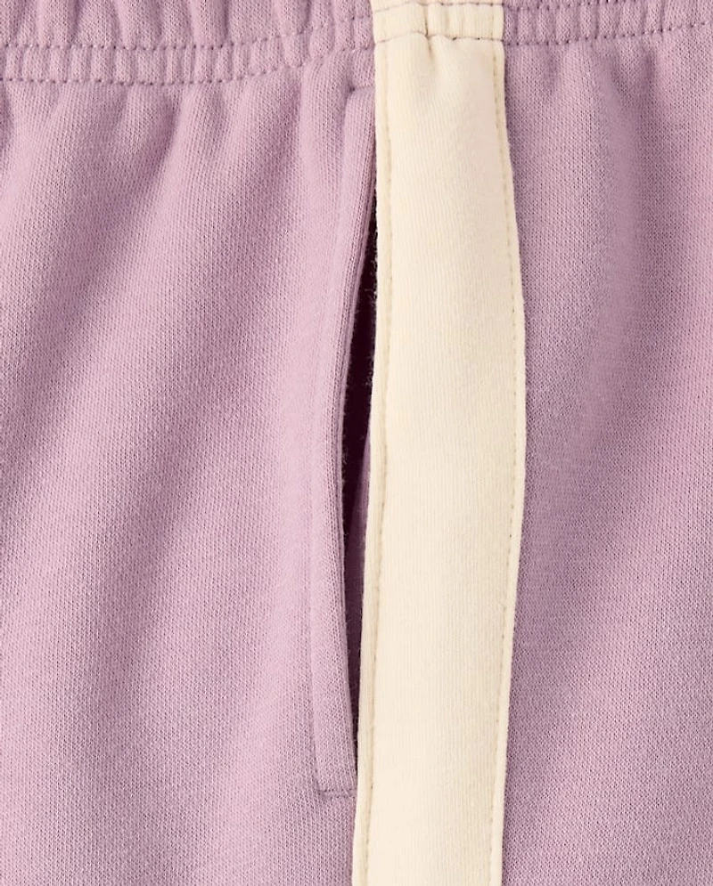Girls Side Stripe Premium Fleece Jogger Pants