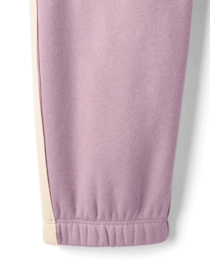 Girls Side Stripe Premium Fleece Jogger Pants