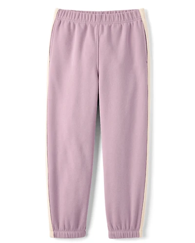 Girls Side Stripe Premium Fleece Jogger Pants