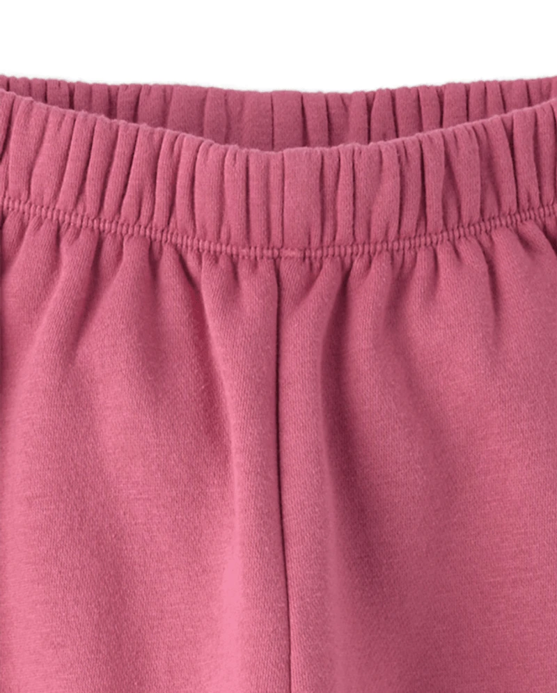 Girls Faux Lace Premium Fleece Baggy Jogger Pants