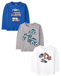 Baby And Toddler Boys Vehicle Graphic Tee 3-Pack