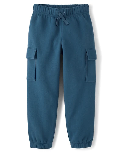 Boys Premium Fleece Cargo Jogger Pants