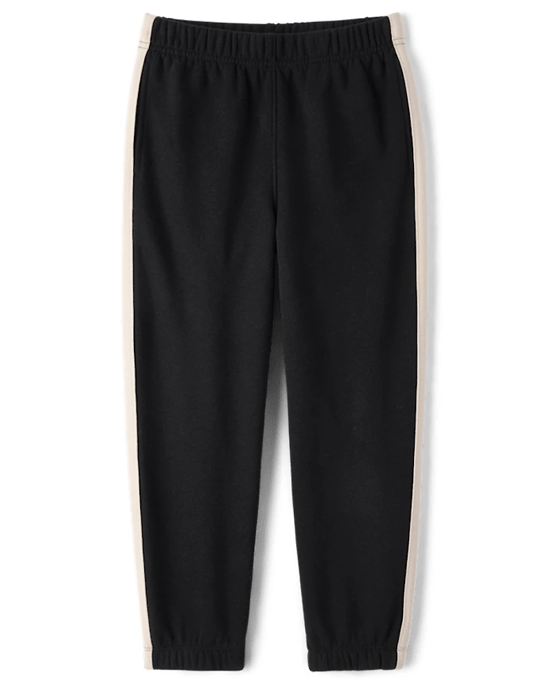 Boys Side Stripe Premium Fleece Jogger Pants