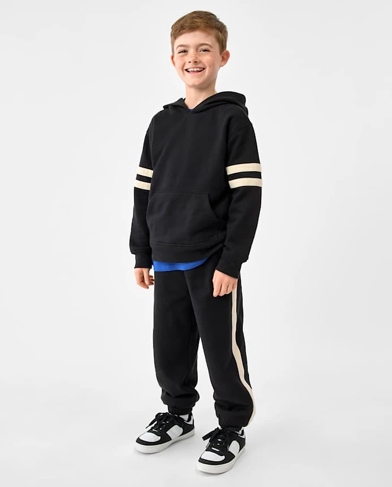 Boys Side Stripe Premium Fleece Jogger Pants