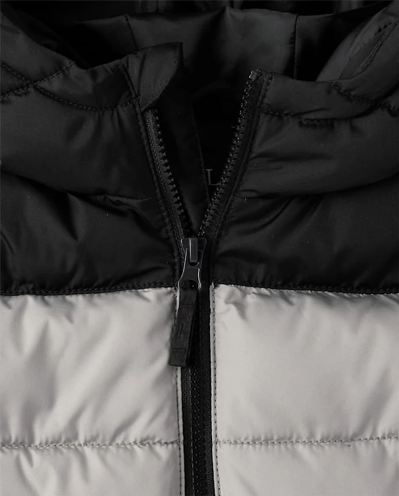 Boys Colorblock Hooded Puffer Jacket