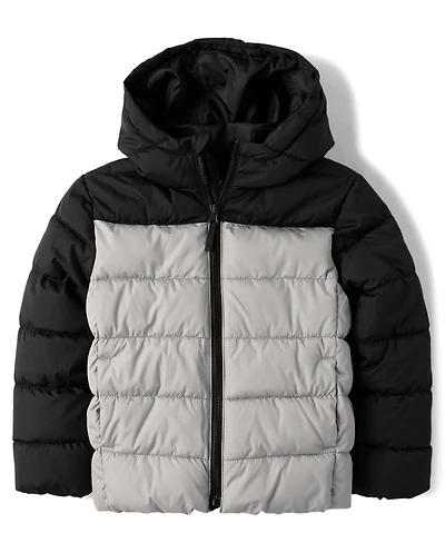 Boys Colorblock Hooded Puffer Jacket