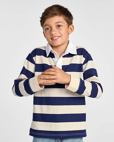 Boys Striped Rugby Polo