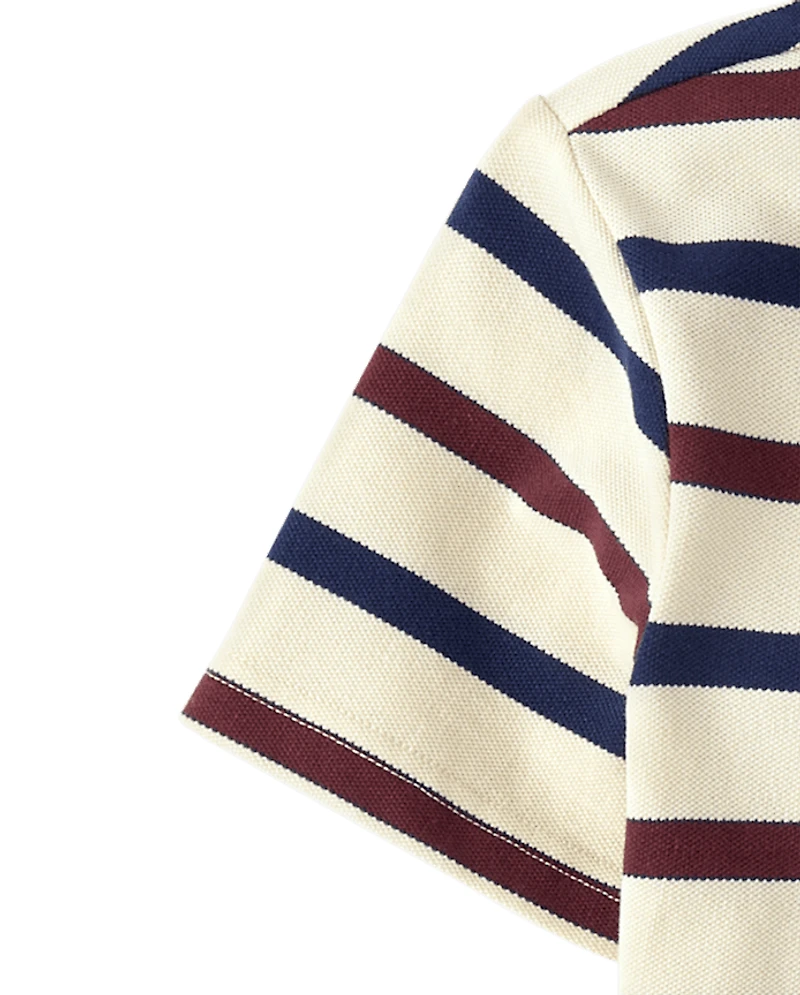 Boys Striped Soft Pique Polo