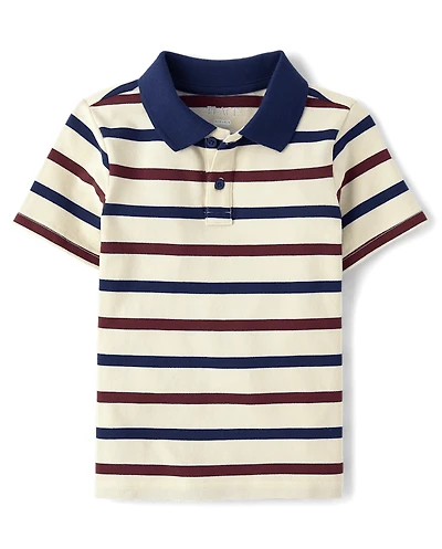 Boys Striped Soft Pique Polo