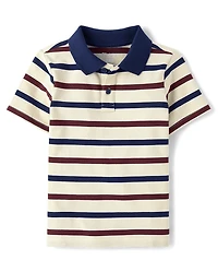 Boys Striped Soft Pique Polo