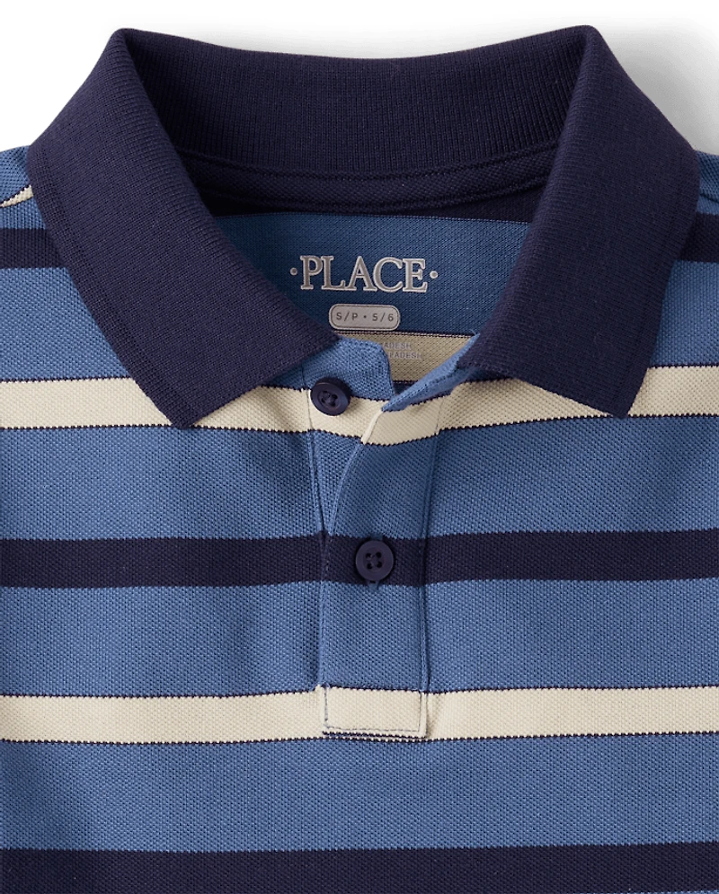 Boys Striped Soft Pique Polo