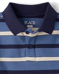 Boys Striped Soft Pique Polo