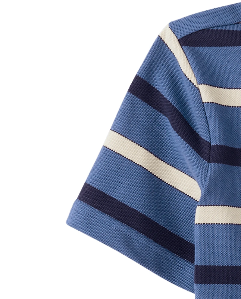 Boys Striped Soft Pique Polo