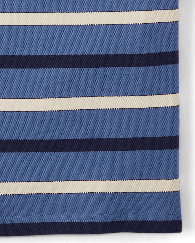 Boys Striped Soft Pique Polo