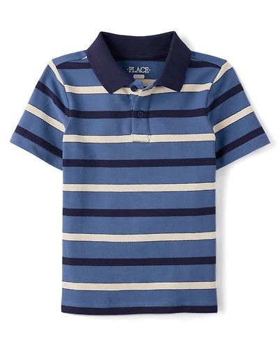 Boys Striped Soft Pique Polo