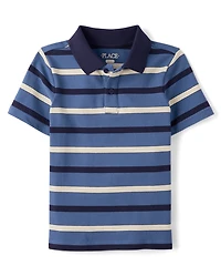 Boys Striped Soft Pique Polo