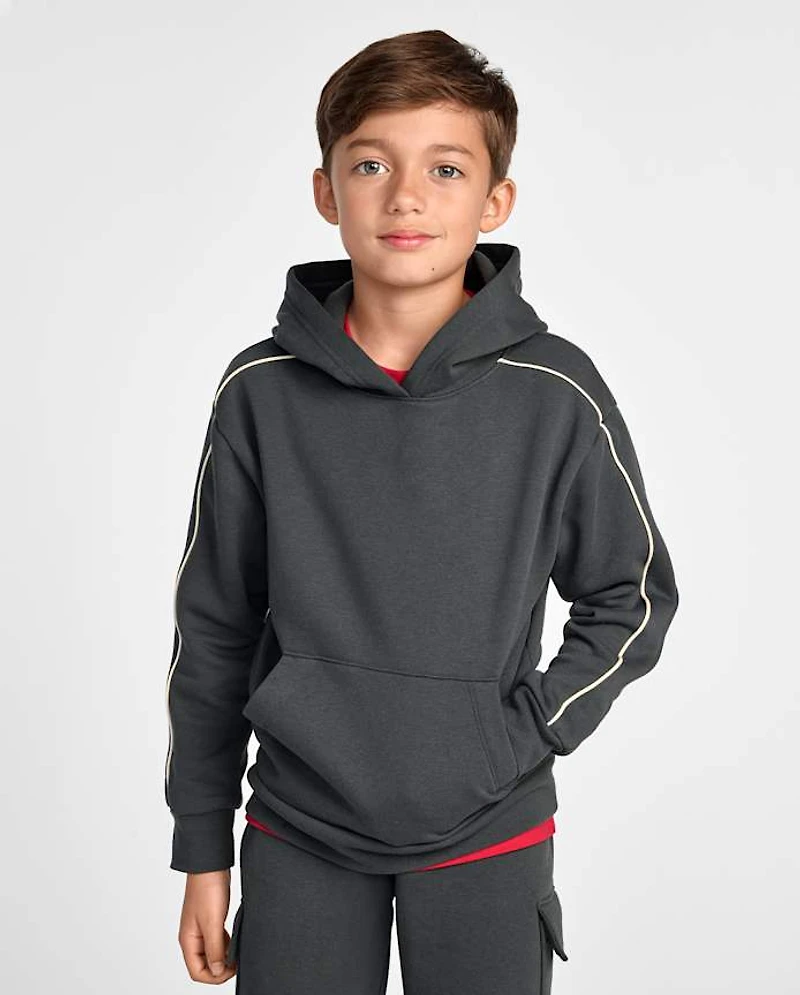 Boys Side Stripe Premium Fleece Hoodie