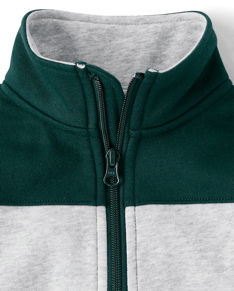 Boys Colorblock Premium Fleece Quarter Zip Pullover
