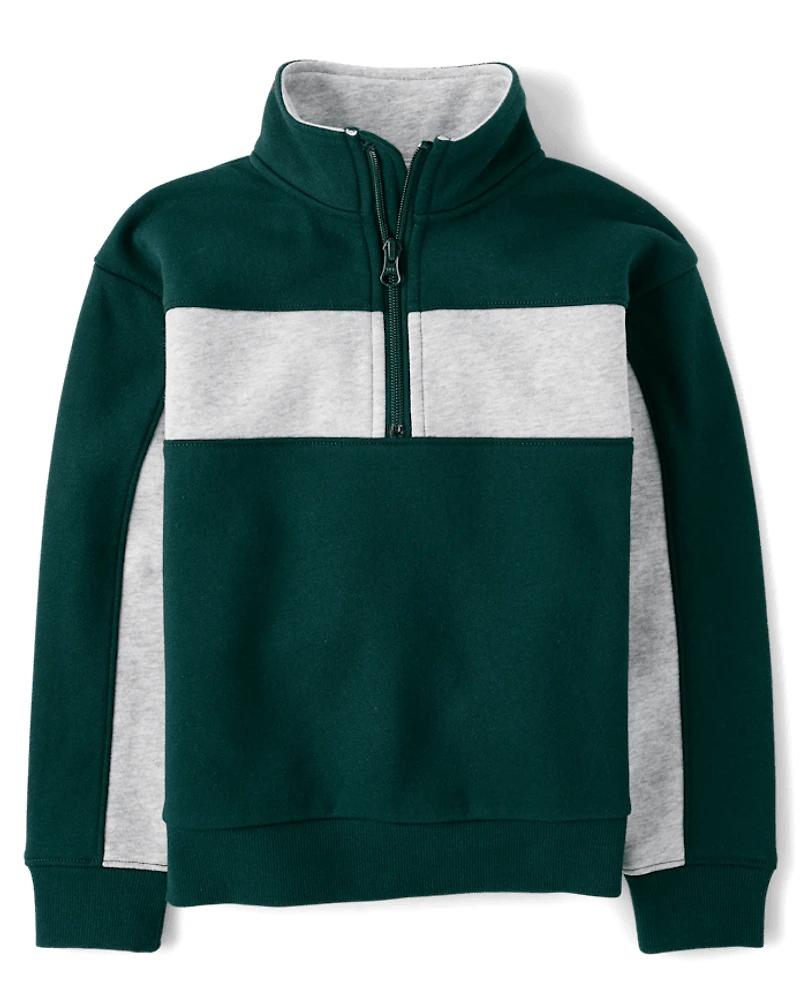 Boys Colorblock Premium Fleece Quarter Zip Pullover