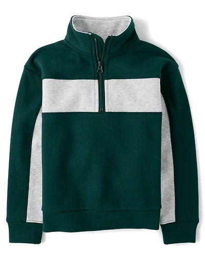 Boys Colorblock Premium Fleece Quarter Zip Pullover