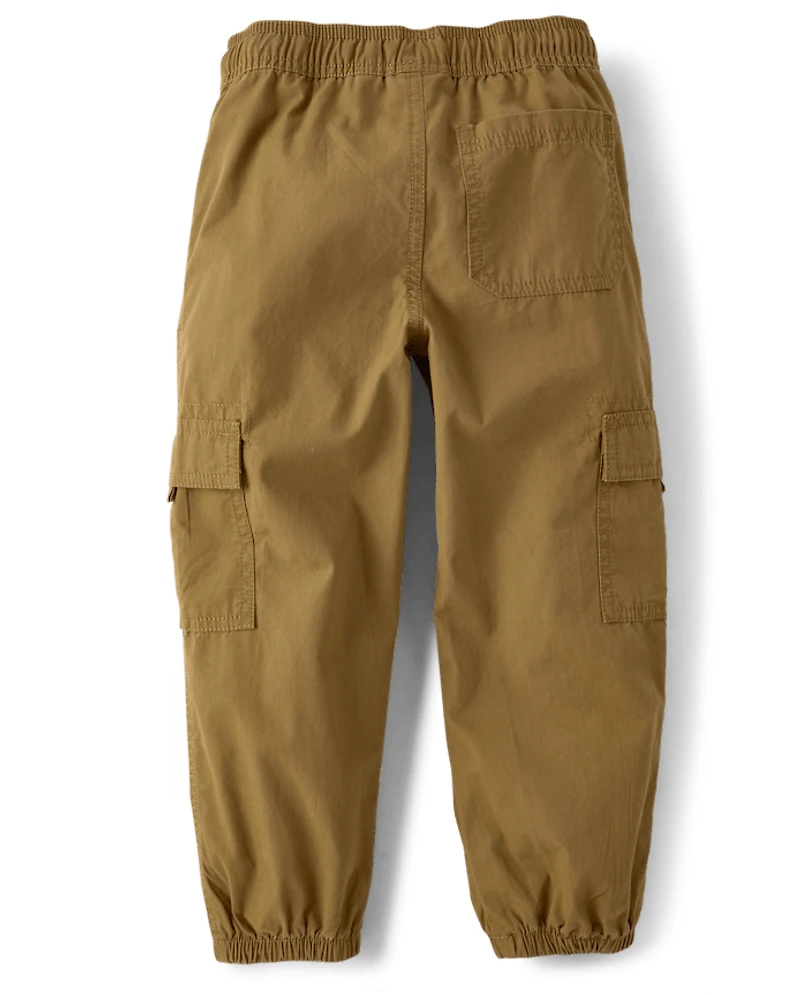 Boys Poplin Pull On Cargo Jogger Pants