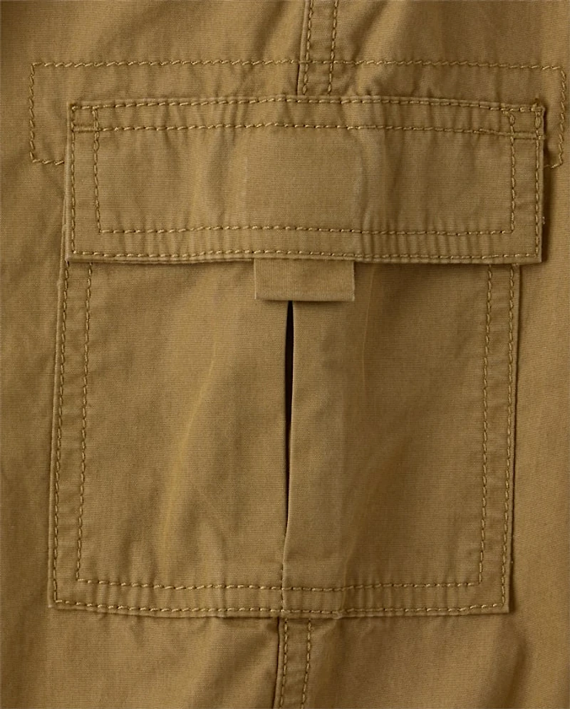 Boys Poplin Pull On Cargo Jogger Pants