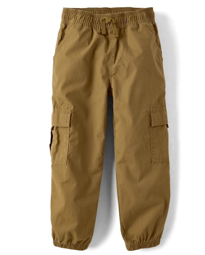 Boys Poplin Pull On Cargo Jogger Pants