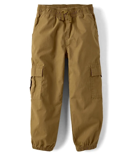 Boys Poplin Pull On Cargo Jogger Pants
