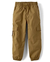 Boys Poplin Pull On Cargo Jogger Pants