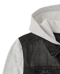 Boys Fleece And Denim Hooded Jacket