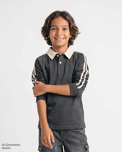 Boys Side Stripe Rugby Polo