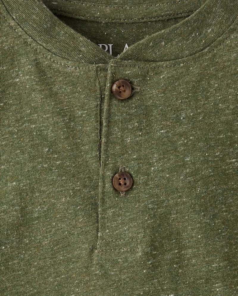 Boys Marled Henley Top