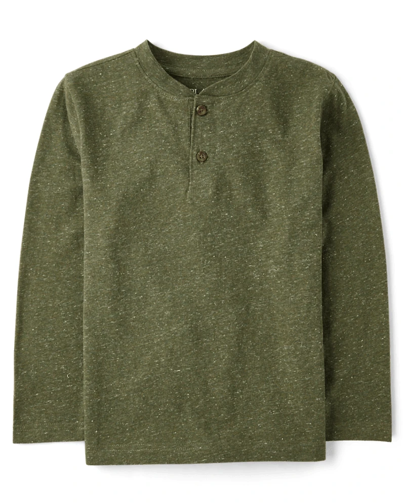 Boys Marled Henley Top