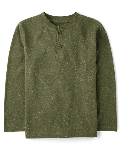 Boys Marled Henley Top