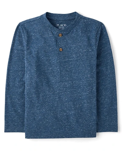 Boys Marled Henley Top