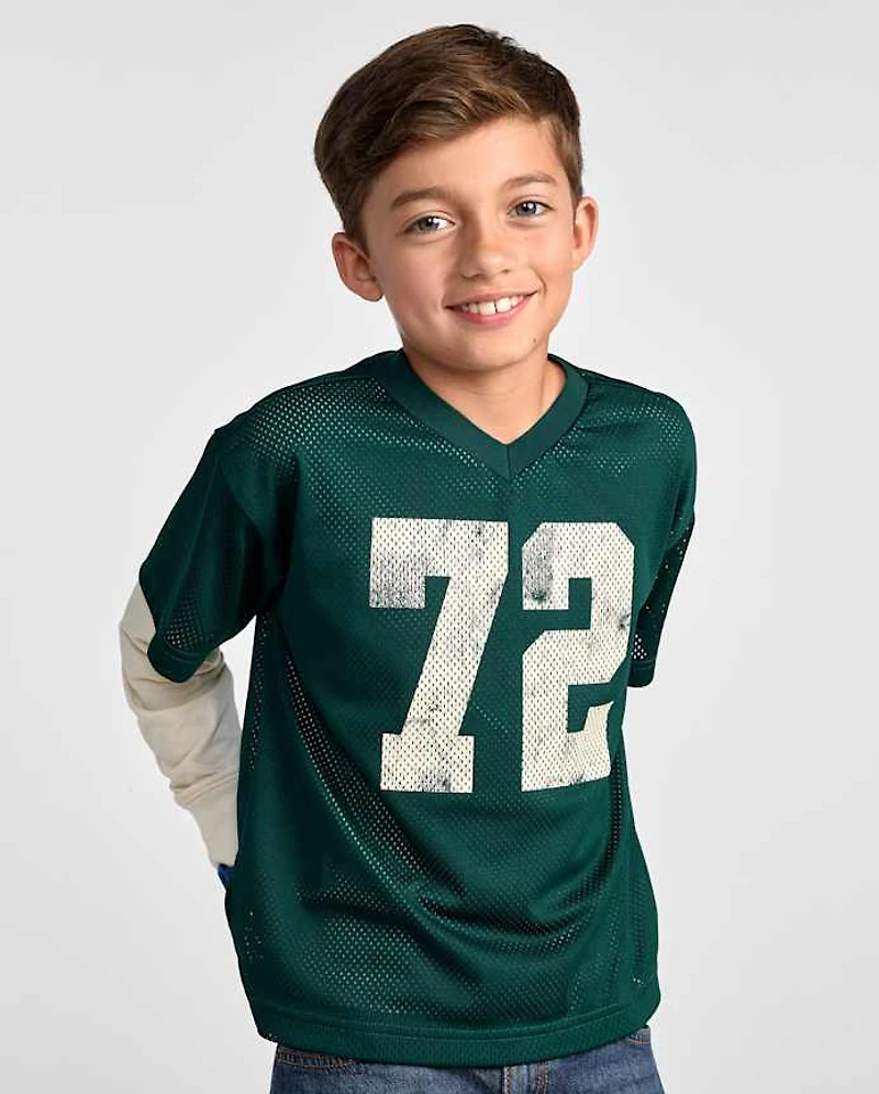 Boys Quick Dry Varsity Mesh Layered Top