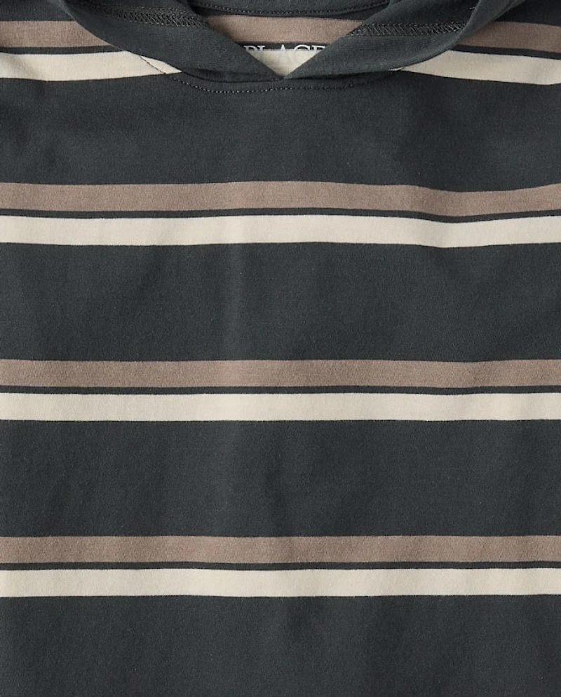 Boys Striped Hooded Top