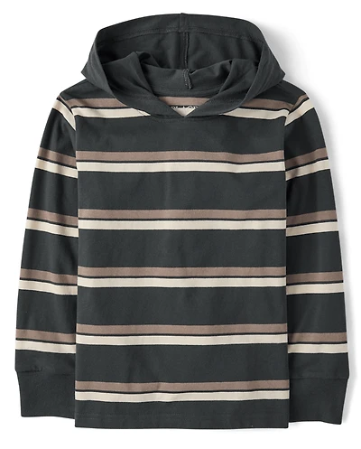 Boys Striped Hooded Top