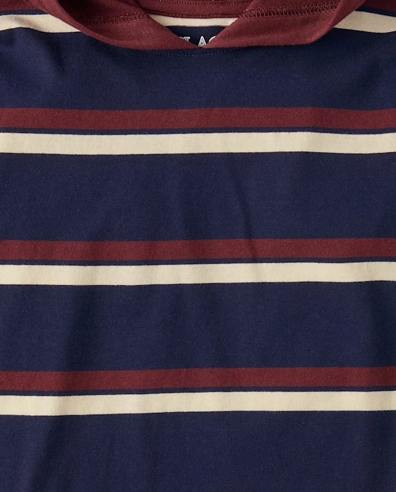 Boys Striped Hooded Top