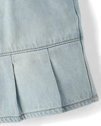 Toddler Girls Denim Pleated Skort