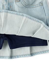 Toddler Girls Denim Pleated Skort