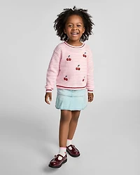 Toddler Girls Denim Pleated Skort