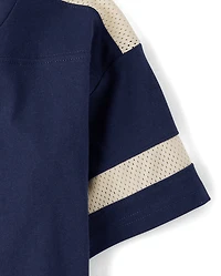 Boys Contrast Mesh Football Tee