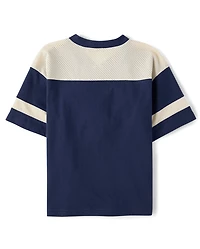 Boys Contrast Mesh Football Tee